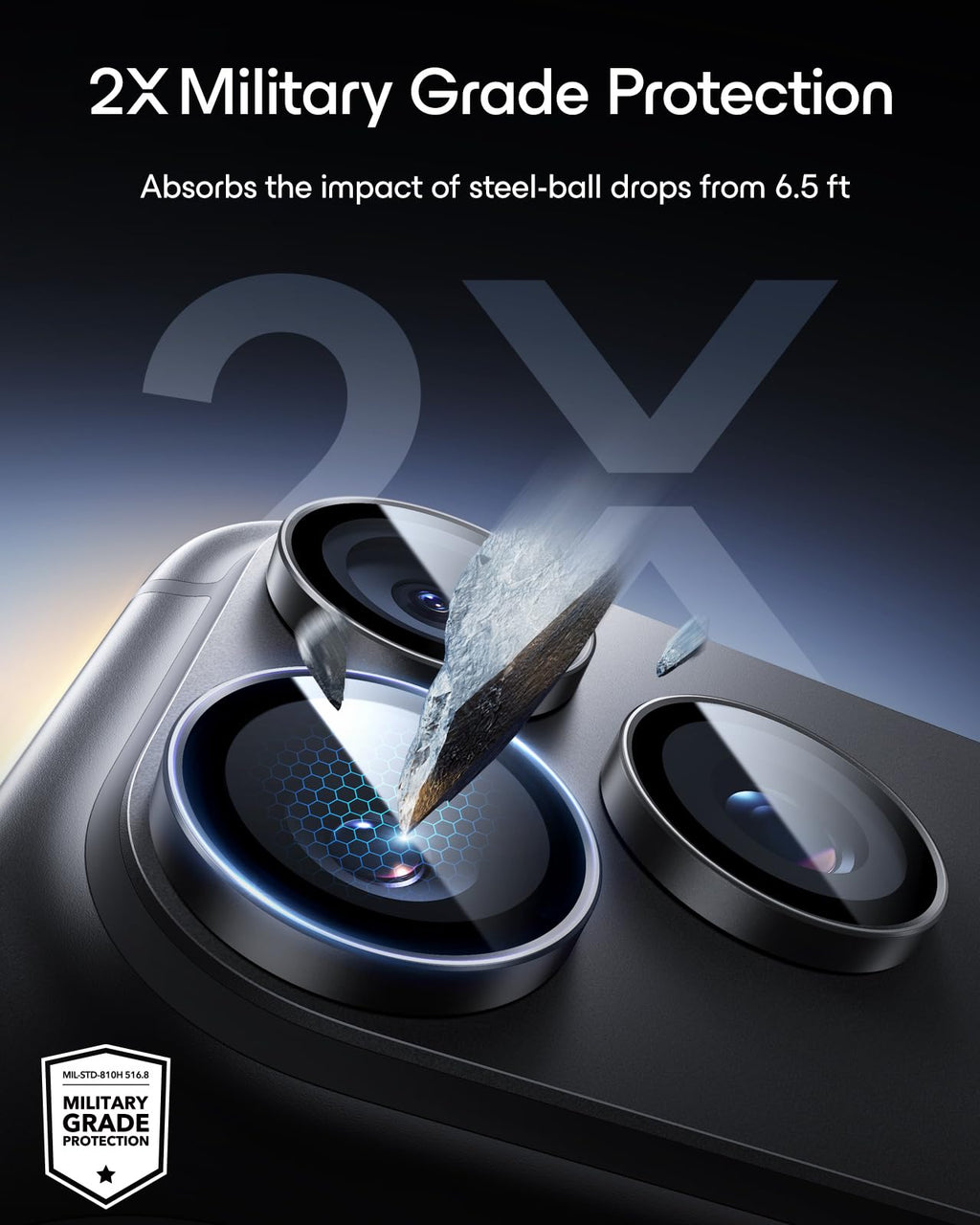 ESR for iPhone Duo Camera Lens Protector, 2 Pack, Black