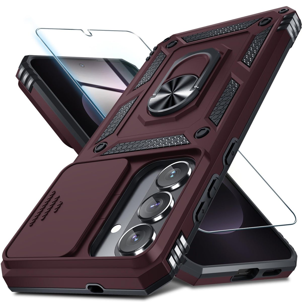 Janmitta for Samsung Galaxy S25 Edge Case Built in Slide Camera Cover,Black
