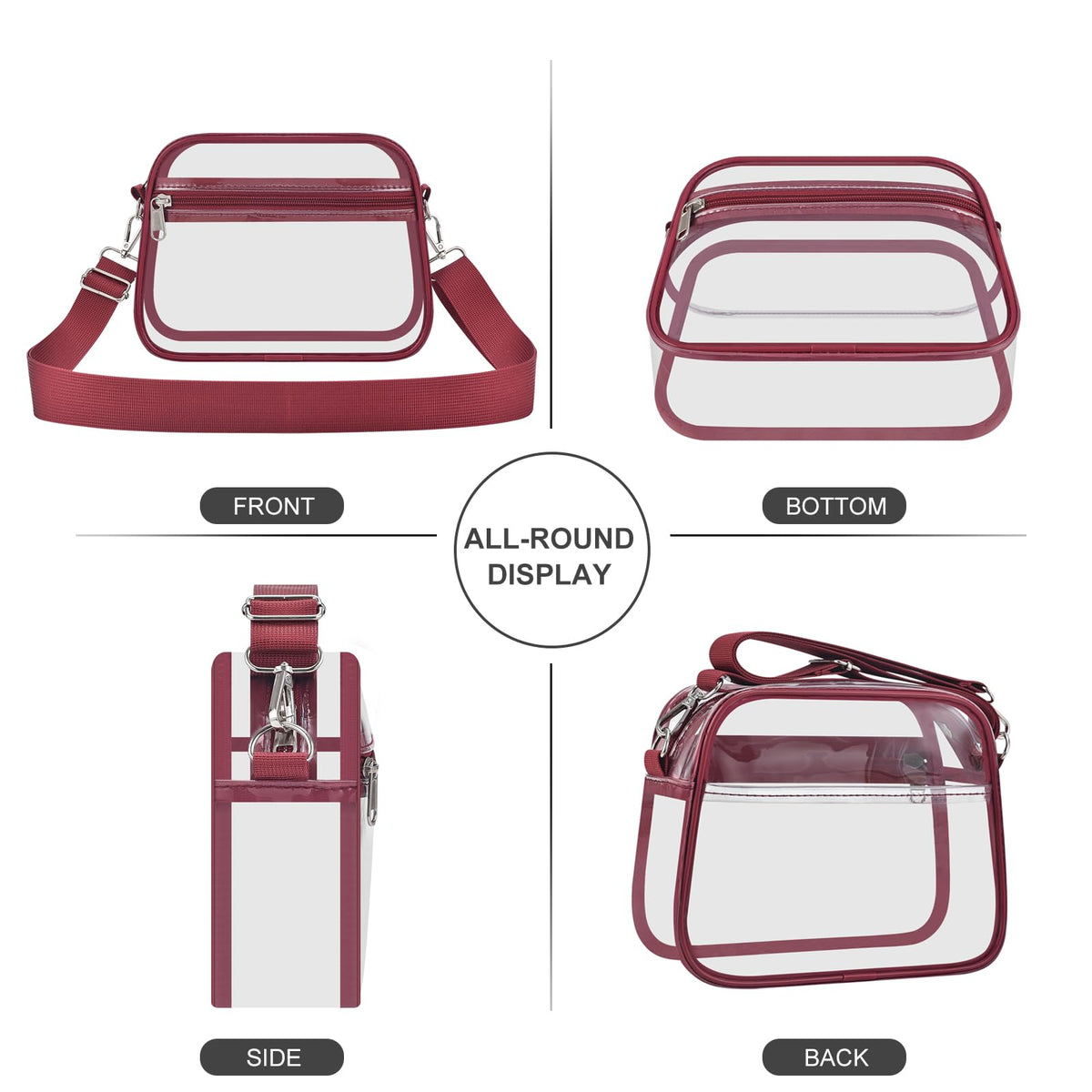 USPECLARE Clear Bag for Stadium Events Clear Sports Fan Handbags Purses