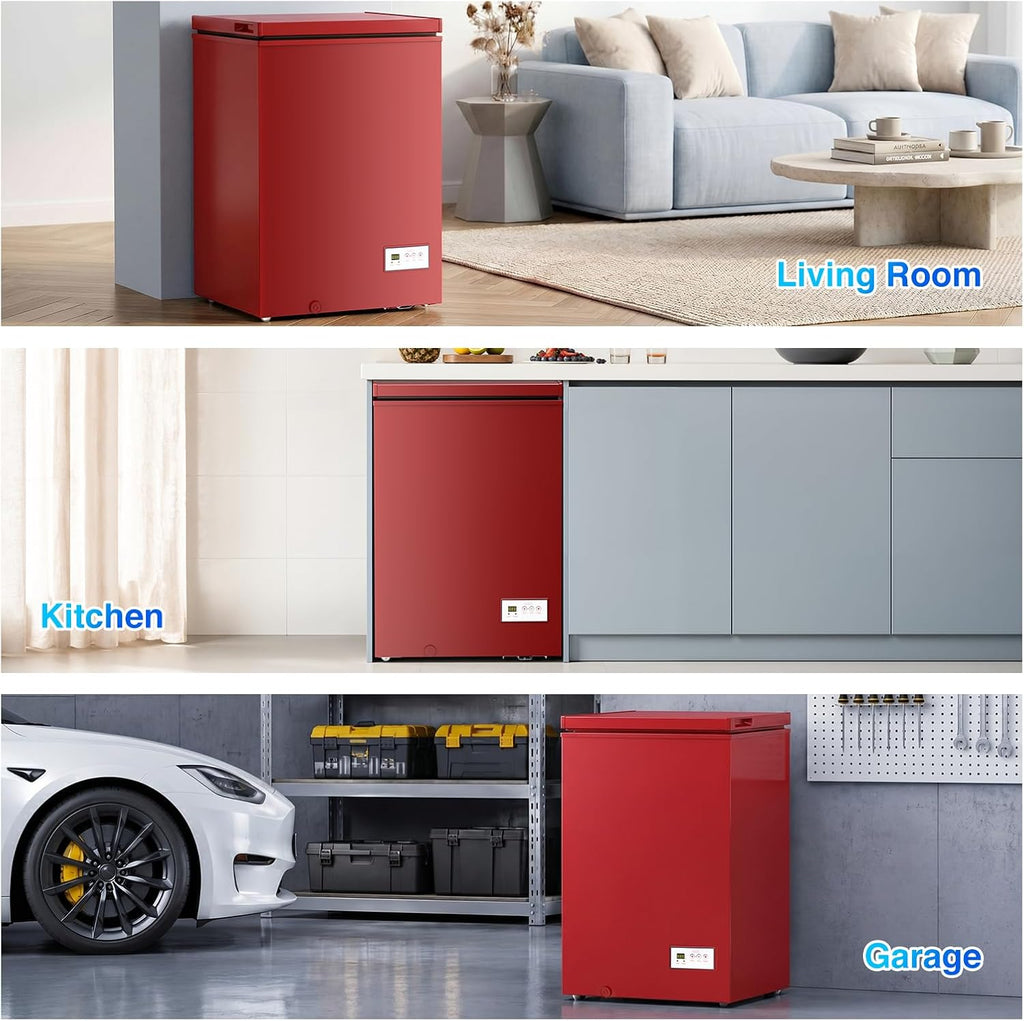 Kismile 3.5 Cu.Ft. Compact Chest Deep Freezer, Top-Opening Design