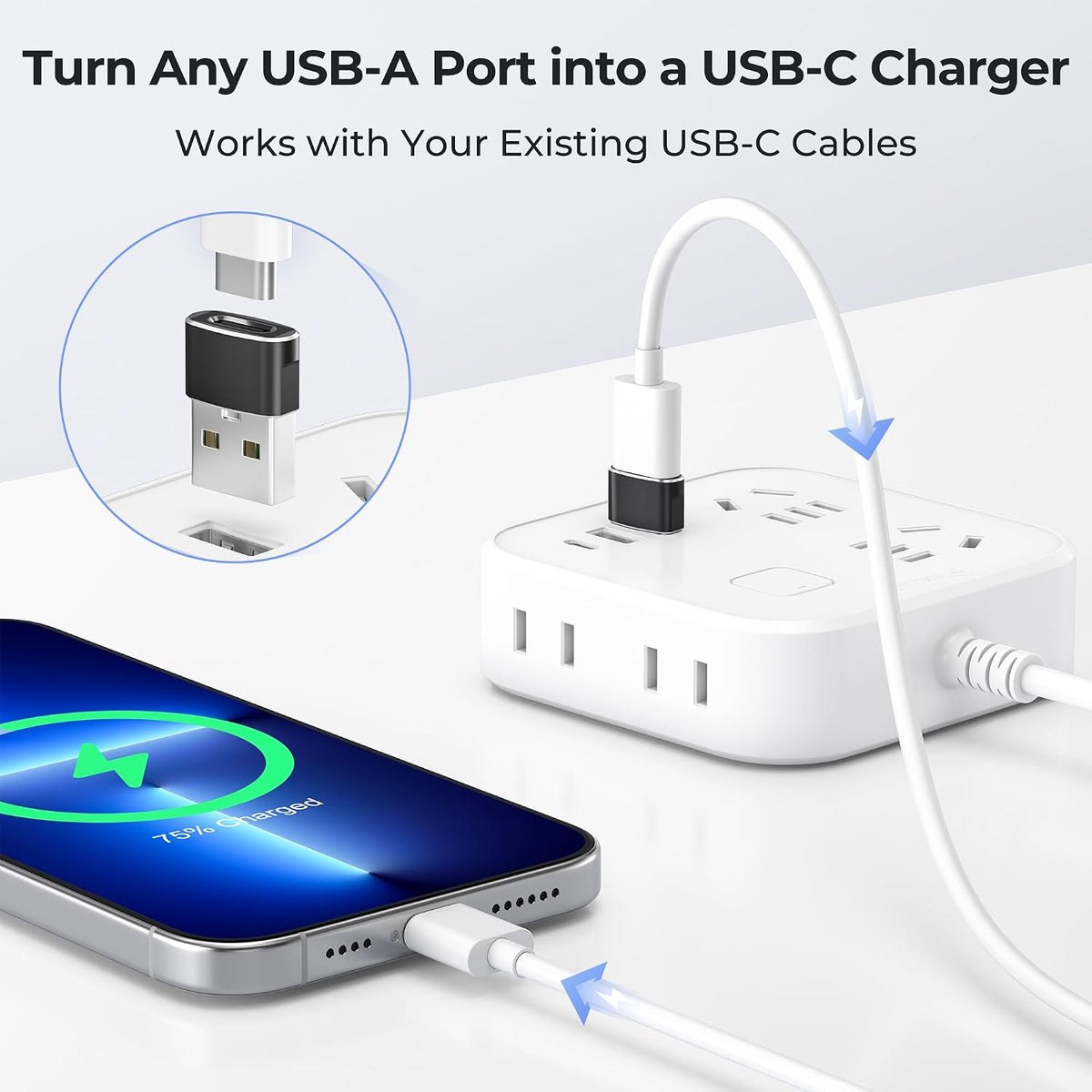 Basesailor USB C Female to USBA Male Adapter,Type C Charger Cable Connector