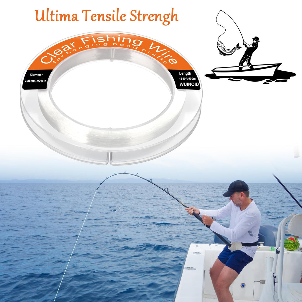 Fishing Line Wire, Clear Monofilament Fishing Line Wire, Nylon Clear Invisible String for Fishing and Hanging Balloons Garland Crafts Decorations WUINOID