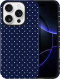 Polka Dot Pattern Phone Case for iPhone 16 Pro Max 6.9", Navy