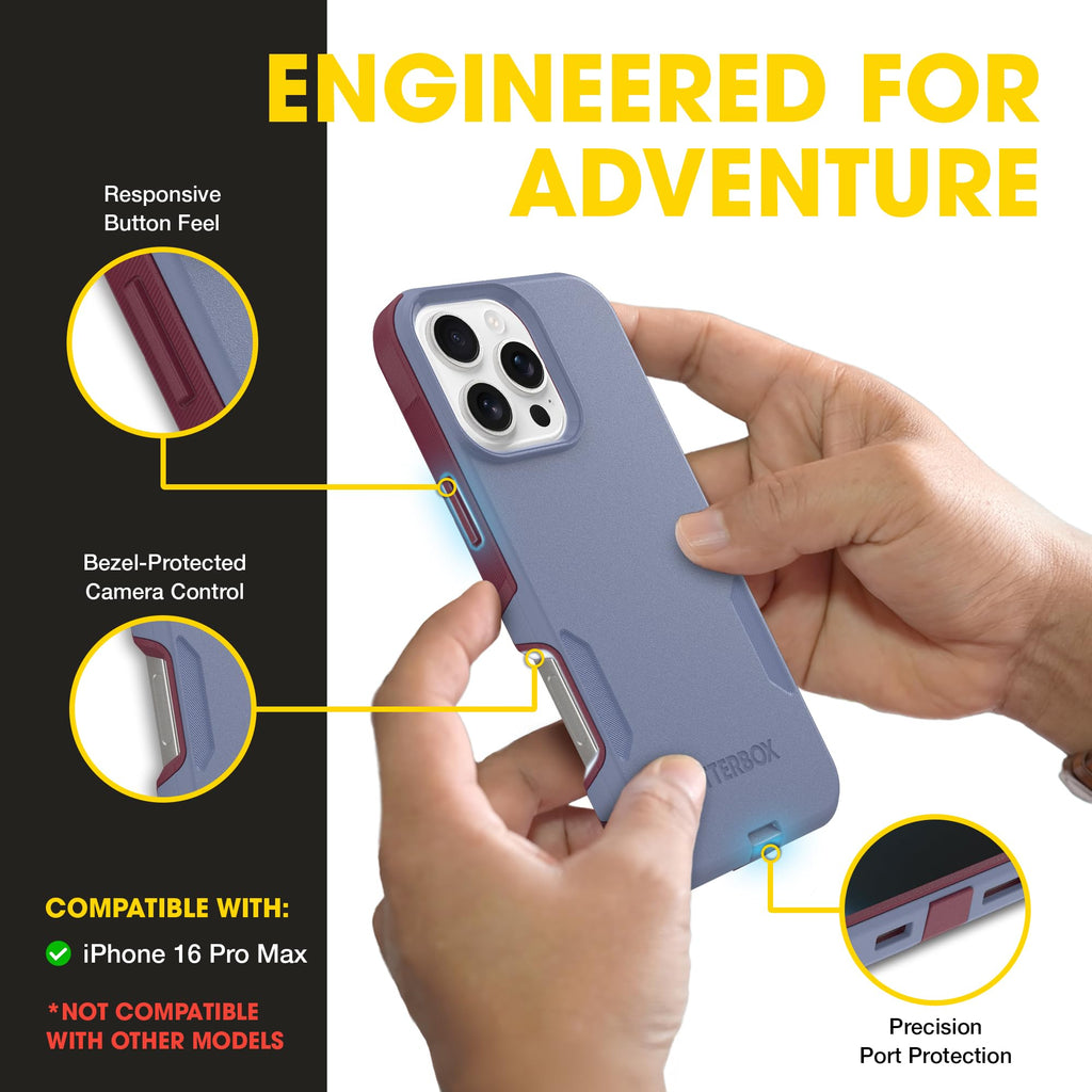 OtterBox iPhone 16 Commuter Series Case - Baby Blue Jeans, Thin & Protective iPhone Case, Dual-Layer, Impact Absorbing iPhone Case