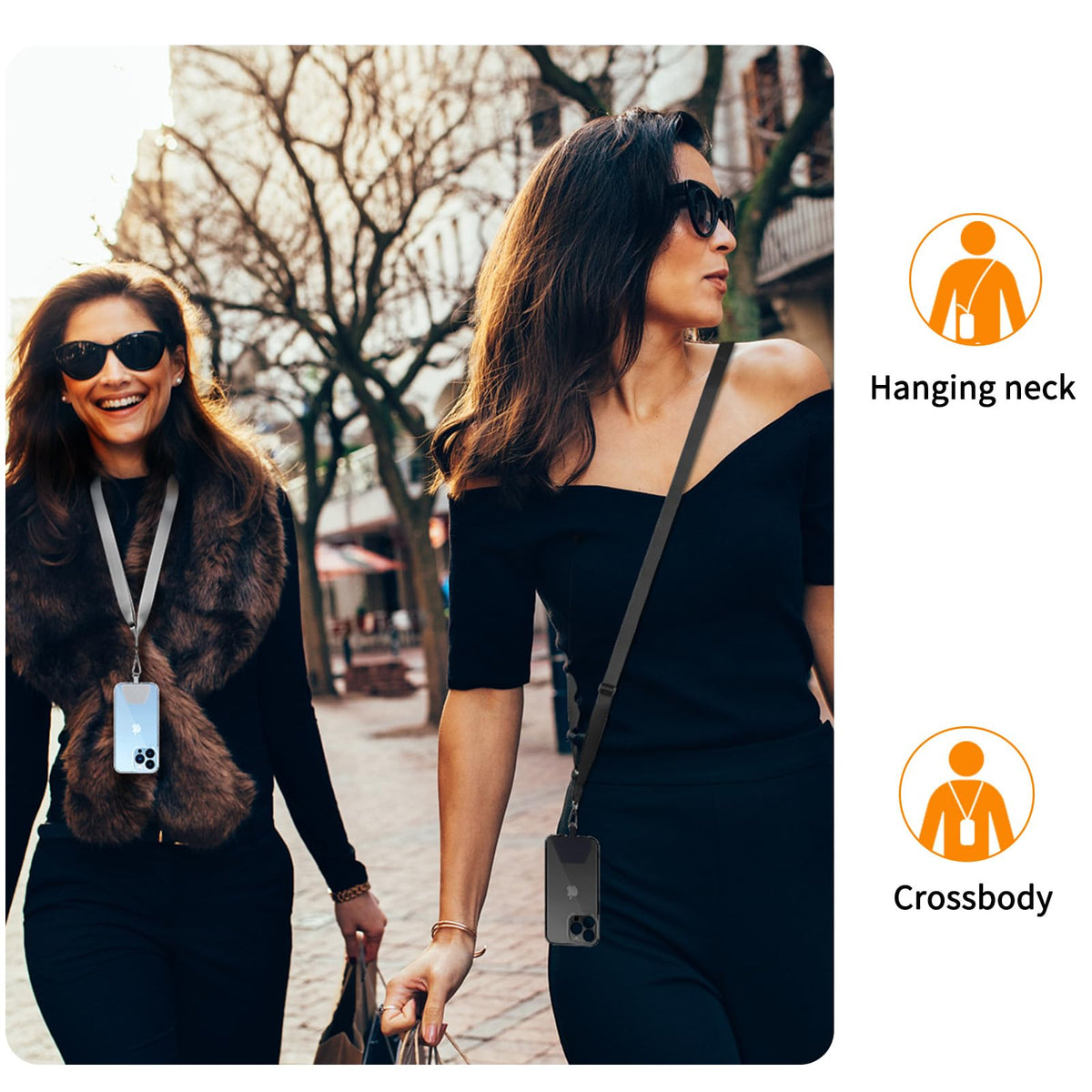 CACOE Phone Lanyard, Black+Gray, 2 Pack
