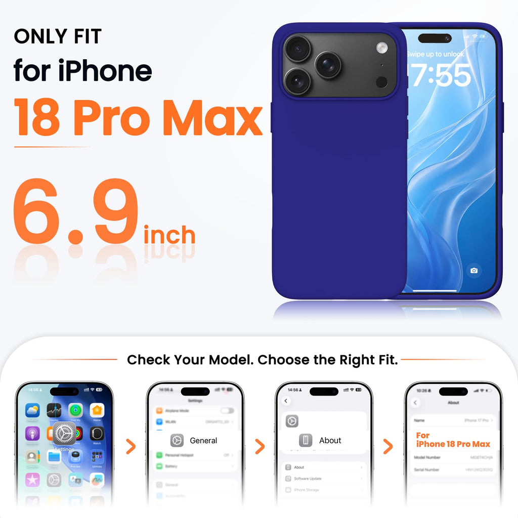ORNARTO for iPhone 18 Pro Max Case, Liquid Silicone, Cloud Blue