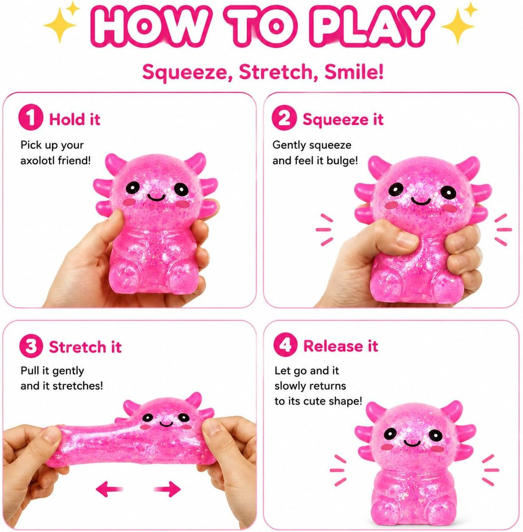 Axolotl Squishy Stress Ball, Soft Slow Rising Sensory Toy