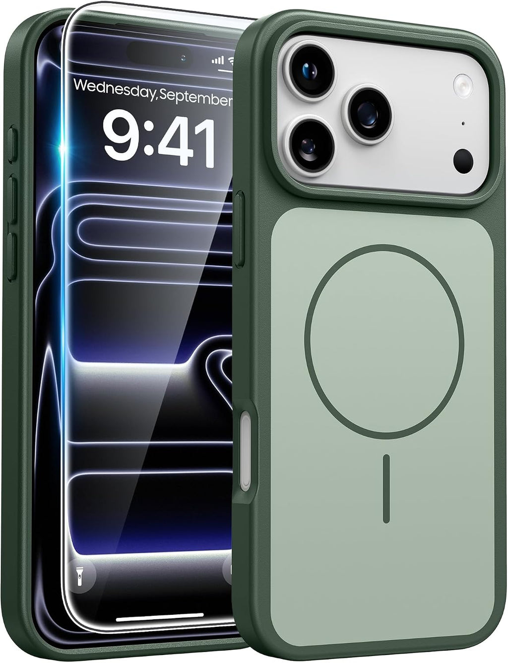 FNTCASE for iPhone 18 Pro/17 Pro Case Green: Matte Compatible with MagSafe