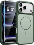 FNTCASE for iPhone 18 Pro/17 Pro Case Green: Matte Compatible with MagSafe