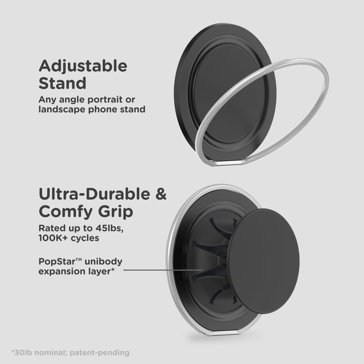 PopSockets Low-Pro Grip for MagSafe, Thin Profile- Gunmetal