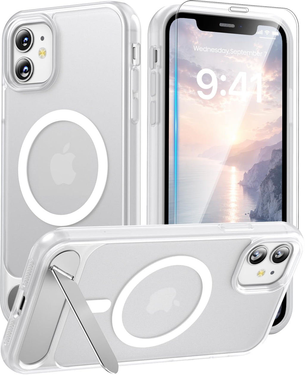 Magnetic for iPhone 15 Case with Stand, Clear