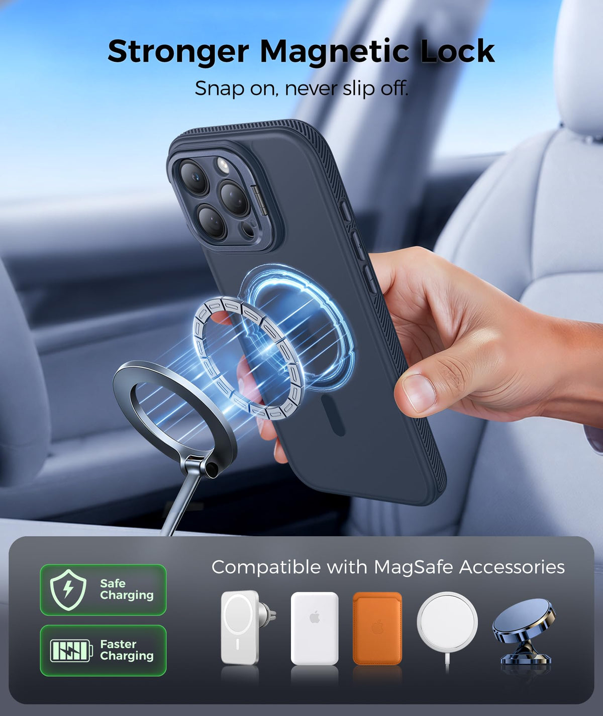 FNTCASE for Samsung Galaxy Z Fold 7 Case with 360 Spin Magnetic Stand Black