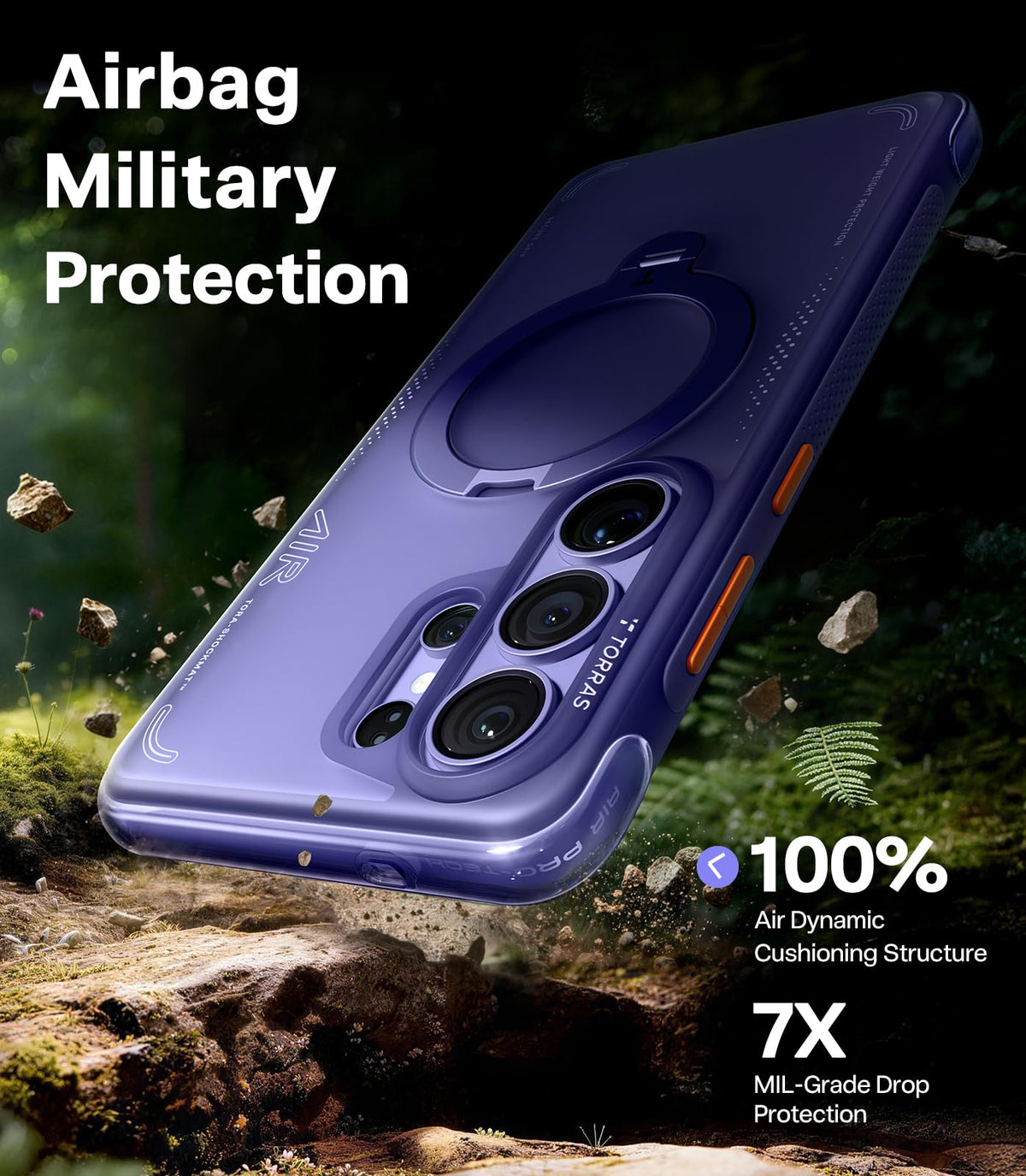 TORRAS Ostand Q3 Air for iPhone 15 Pro Max Case with Stand, Shockproof