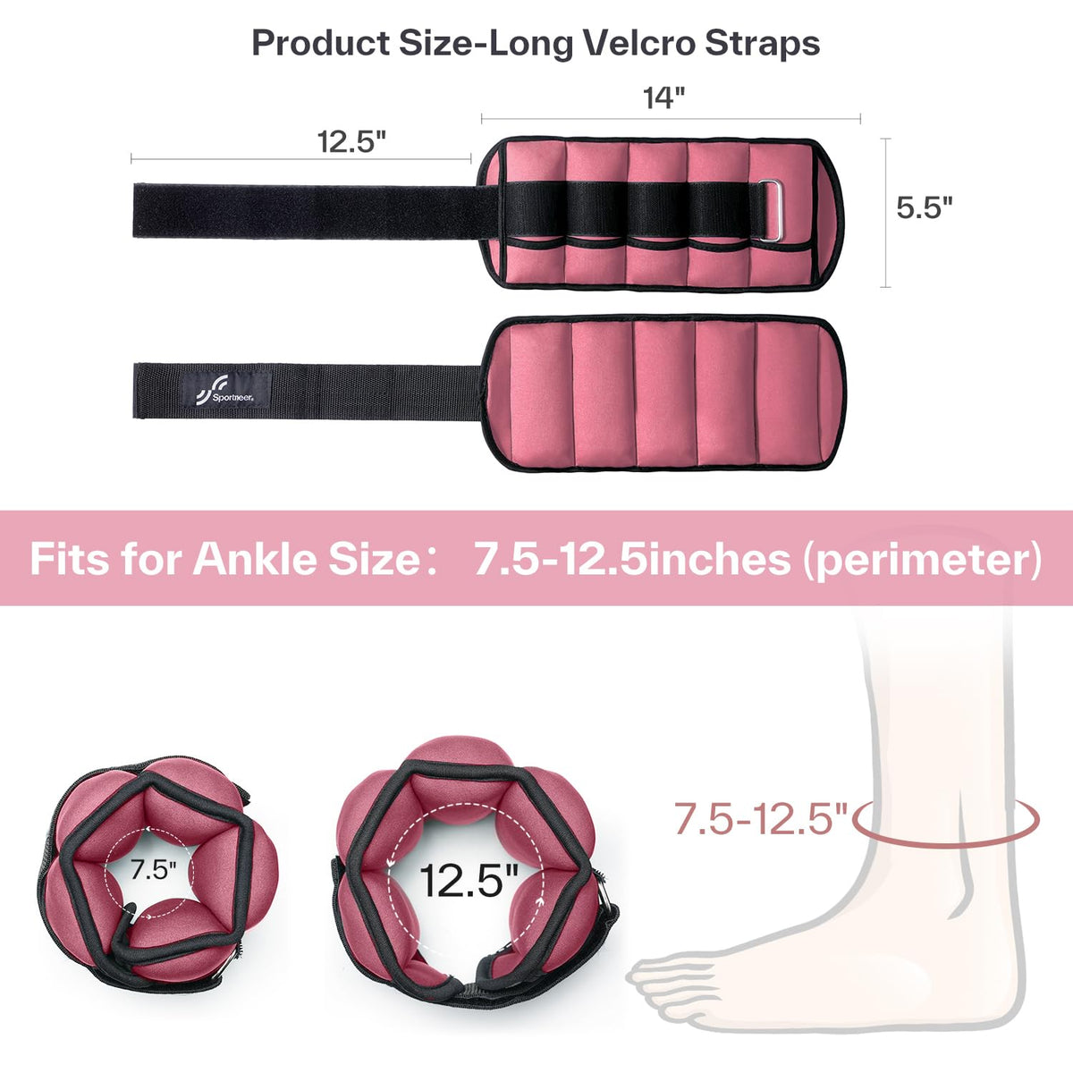 Sportneer Adjustable Ankle Weights, 2-10 lb per Pair, Removable Weights