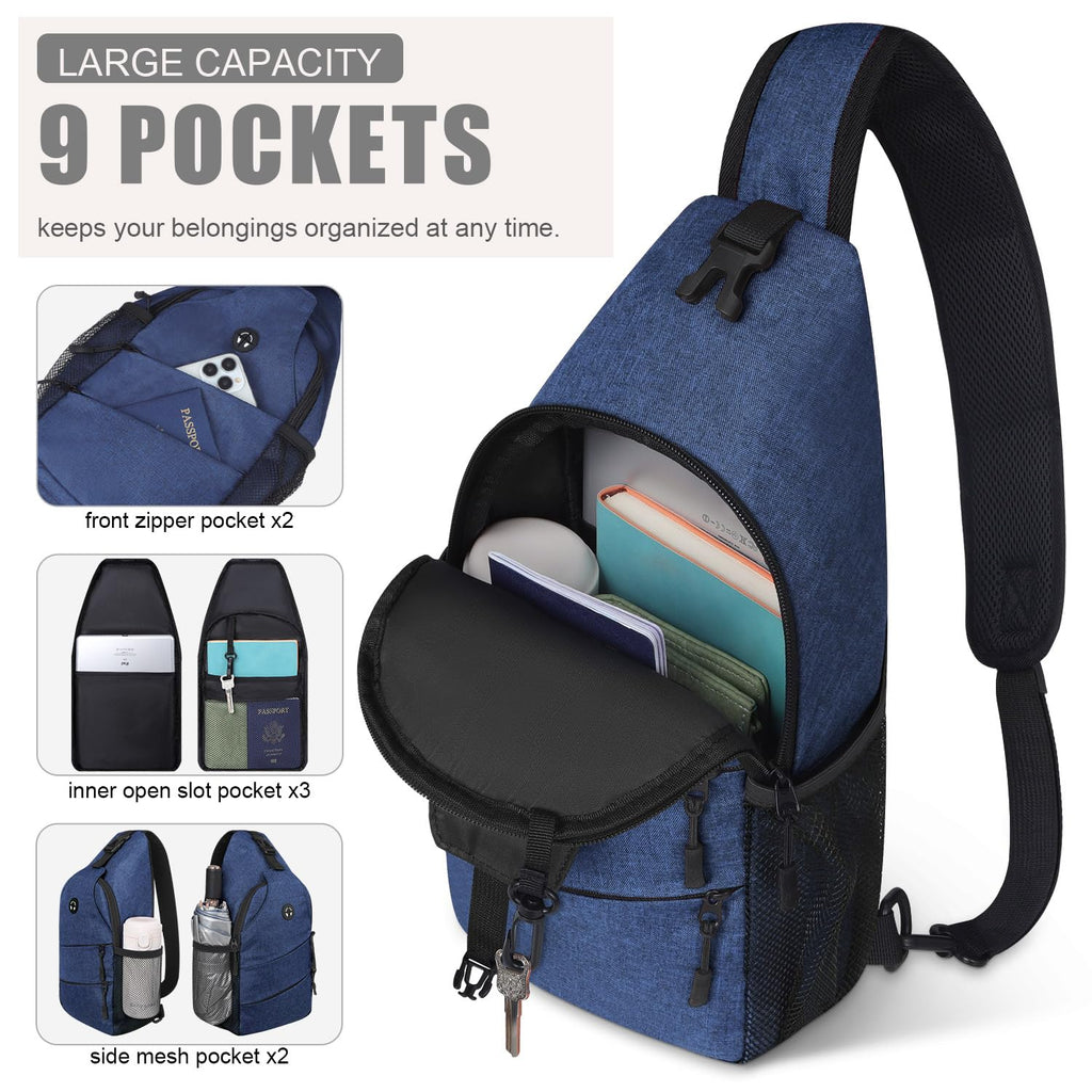 Pritent Crossbody Bags for Women Men Trendy Sling Bag Backpack Casual Chest Bag with Convertible Shoulder Strap