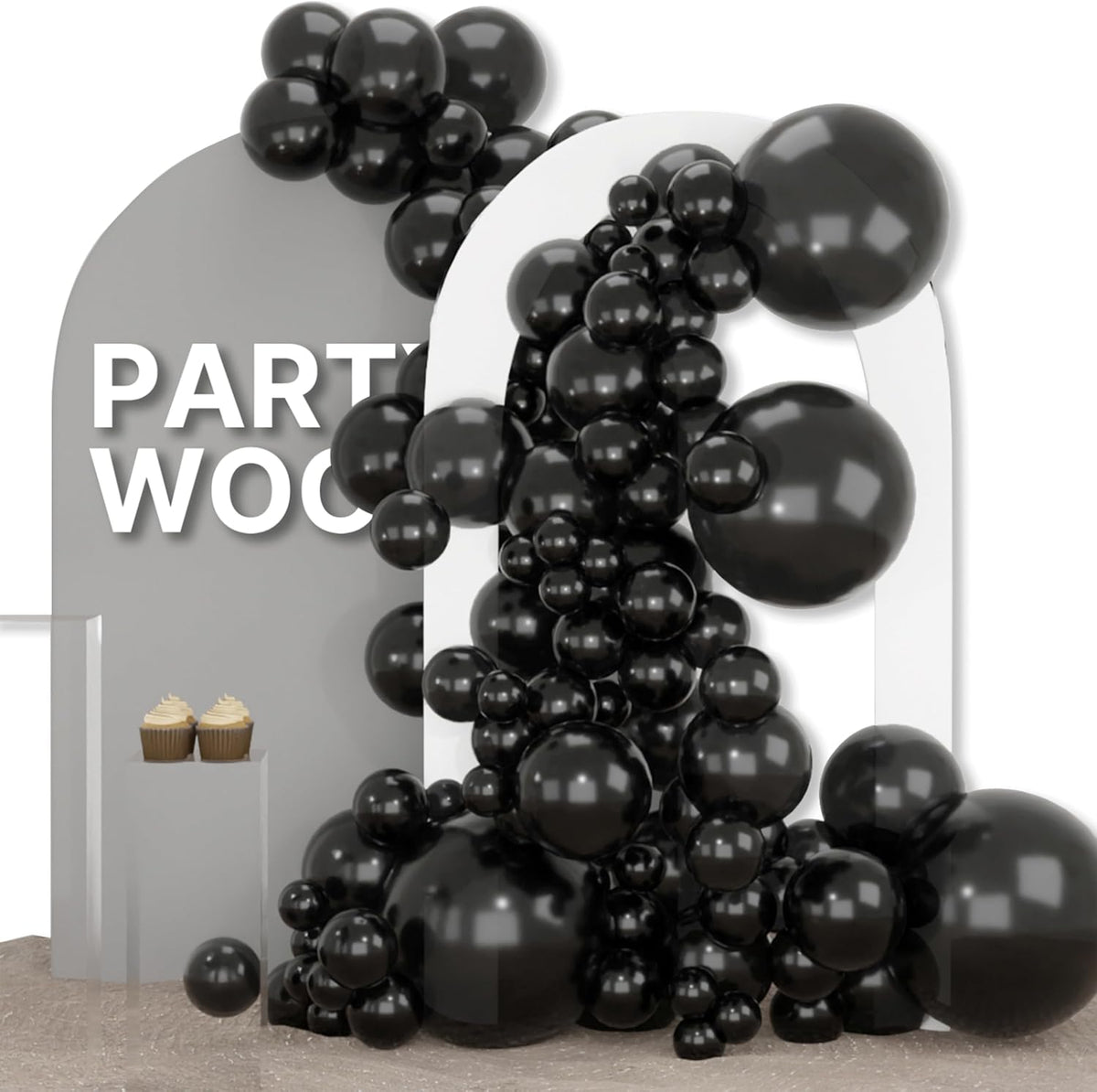 PartyWoo Black Balloons 155pcs Different Sizes of 18 12 10 5 Inch