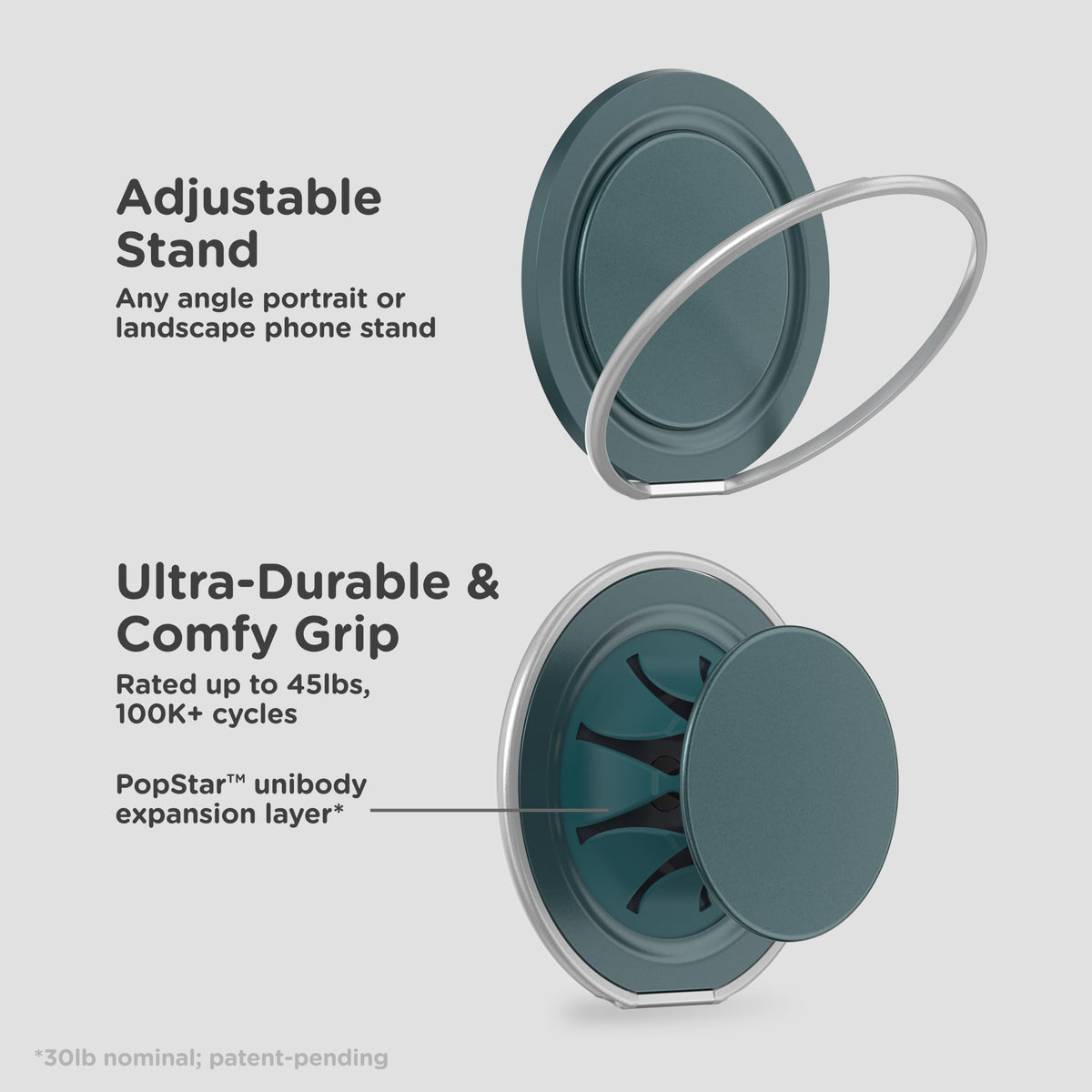 PopSockets Low-Pro Grip for MagSafe, Thin Profile- Gunmetal