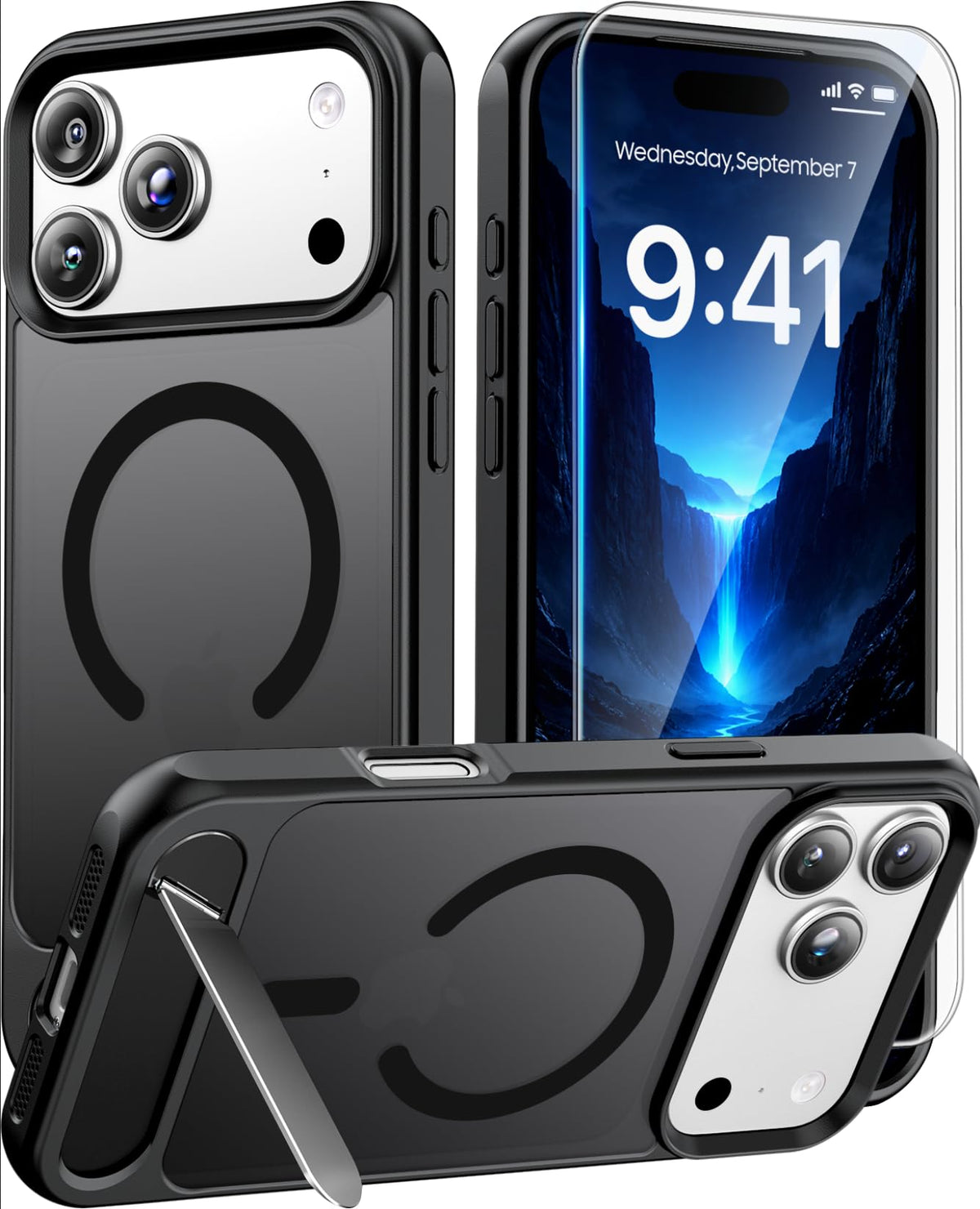 Magnetic for iPhone 15 Case with Stand, Clear