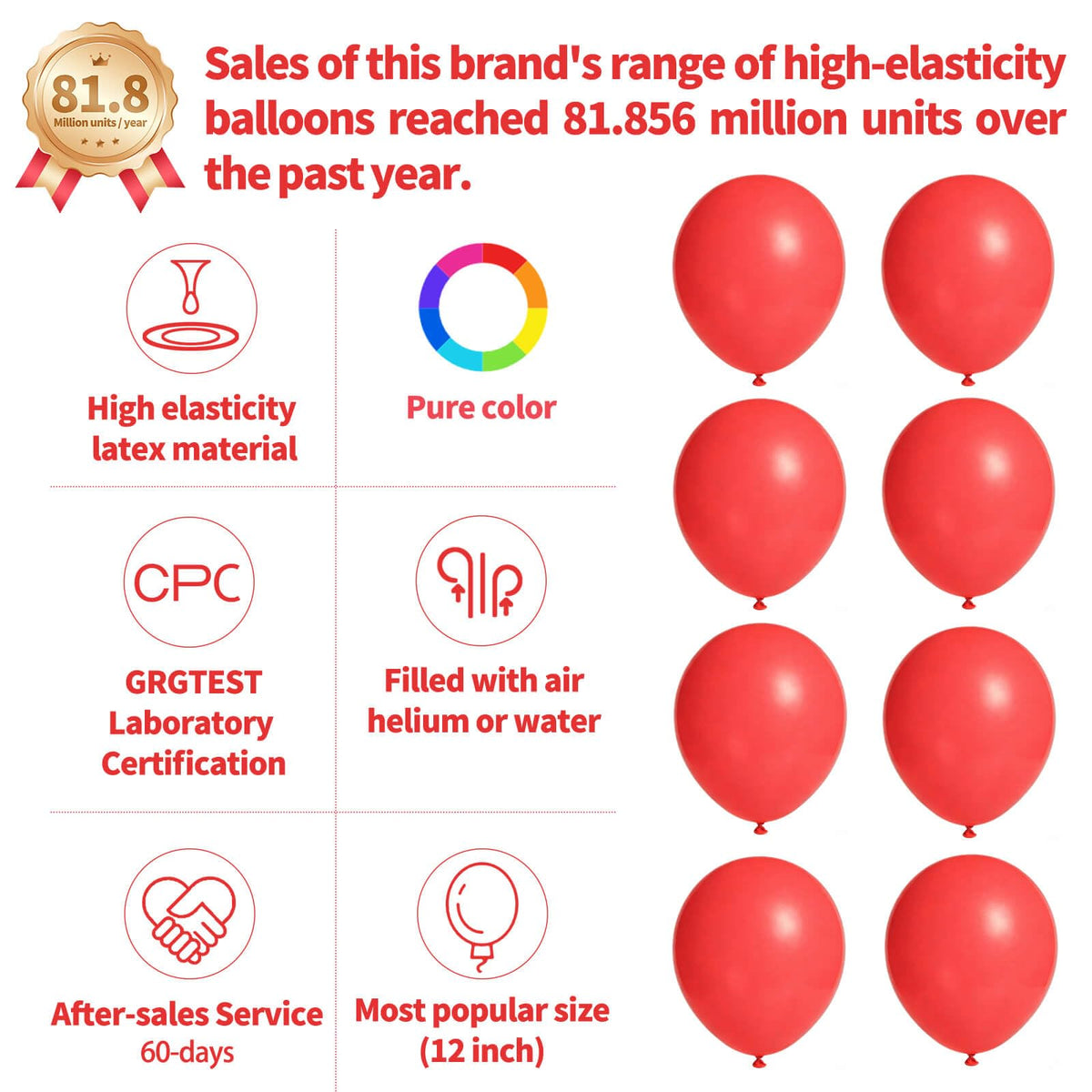 Red Balloon 110pcs, Red Latex Balloons12 inch for Christmas Birthday Valentine's Day Wedding(with 2 Ribbons).