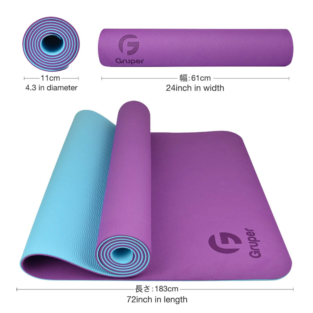Gruper Yoga Mat Non Slip, Eco Friendly Exercise Mat with Carrying Strap