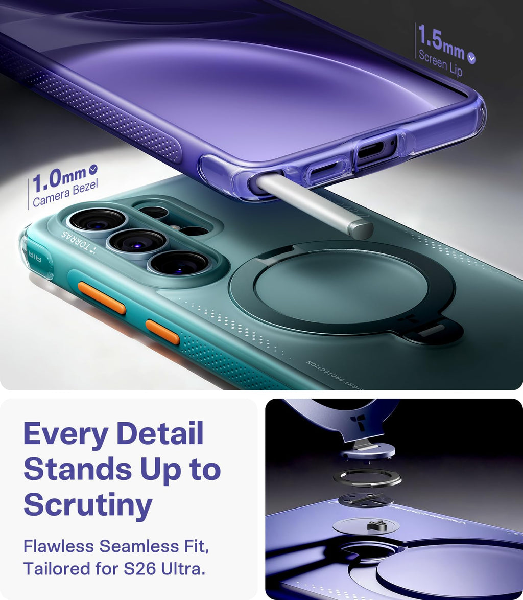 TORRAS Ostand Q3 Air for iPhone 15 Pro Max Case with Stand, Shockproof