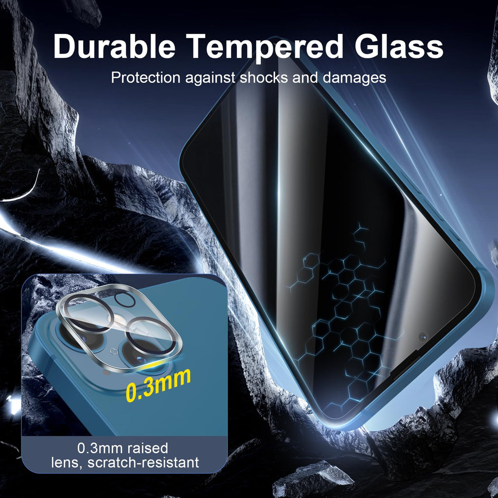 NEW'C for iPhone 16 Pro Screen Protector + Camera Lens Protector + Tool