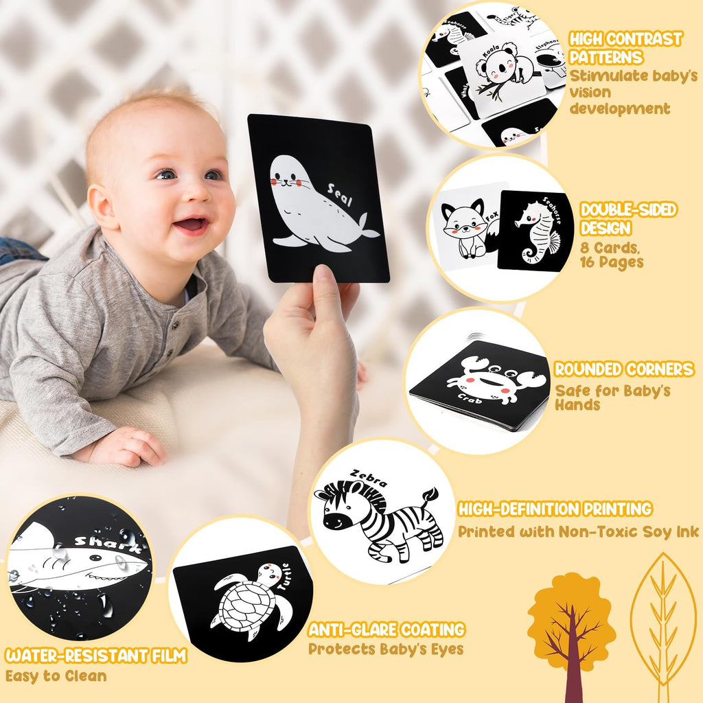 URMYWO Black and White Baby Toy, Tummy Time High Contrast Newborn Toys