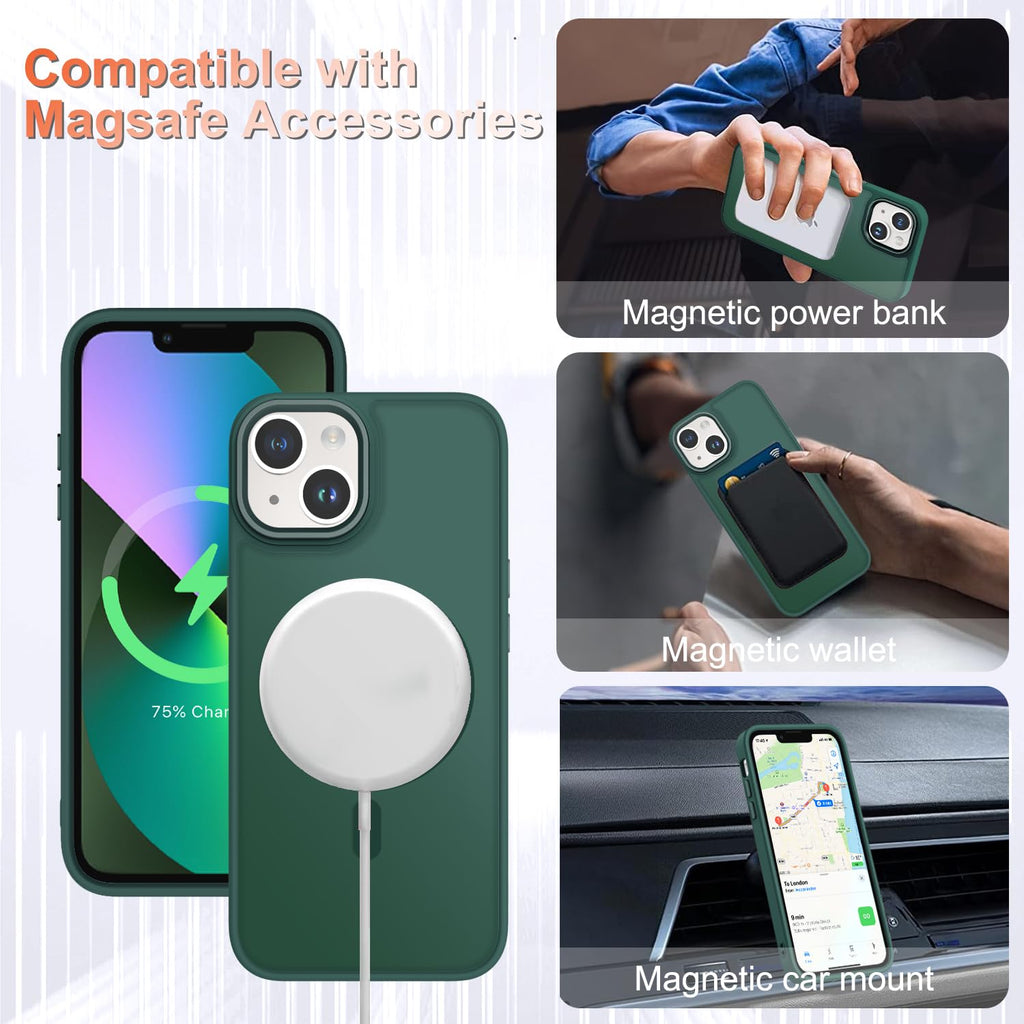 YENAPOON for iPhone 14 Case, iPhone 13 Case, Matte Magnetic Case, Black