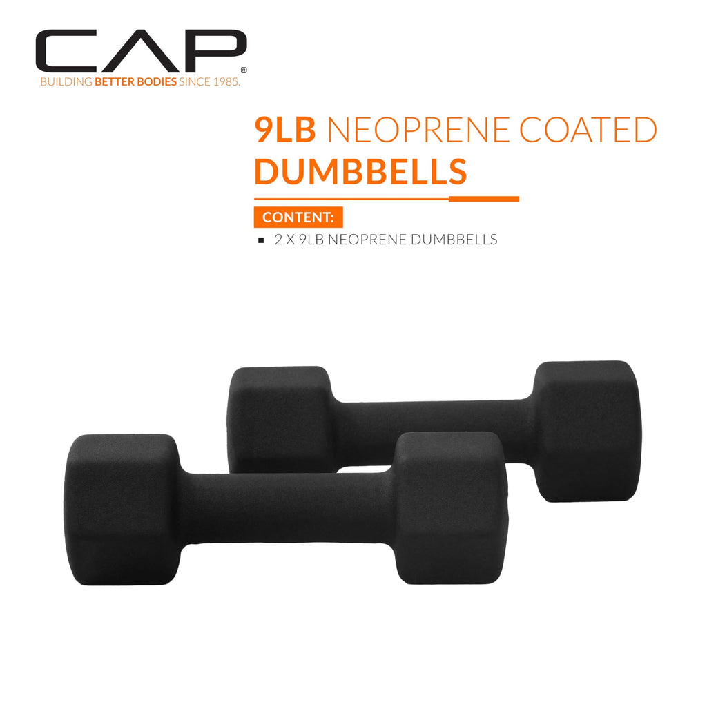 CAP Neoprene Dumbbell Pairs & Sets, Non-Slip Grip, Hex Design