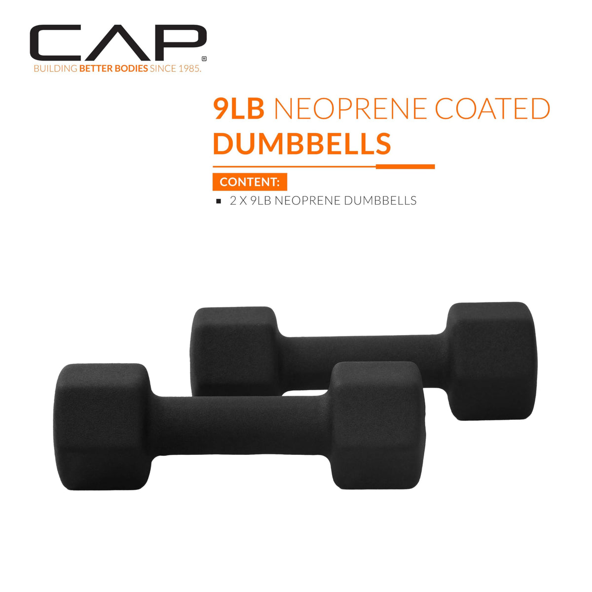 CAP Neoprene Dumbbell Pairs & Sets, Non-Slip Grip, Hex Design