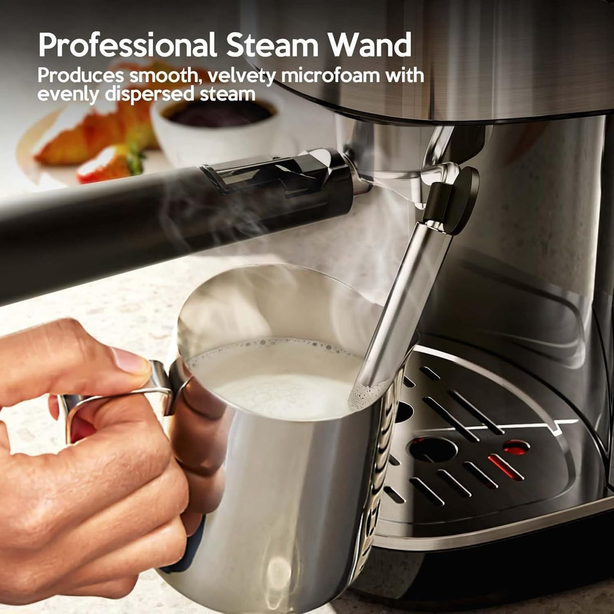 Kismile 20 Bar Stainless Steel Espresso Machine with Steam Milk Frother