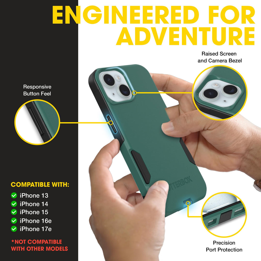 OtterBox iPhone 17e, 16e, 15, 14, & 13 Commuter Series Case - Black, Slim & Tough, Pocket-Friendly, with Port Protection - Thin & Protective iPhone Case, Dual-Layer, Impact Absorbing iPhone Case