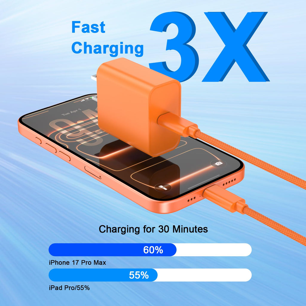 iPhone 18 17 16 15 Charger Fast Charging 10FT 20W USB C Charger Block Cable