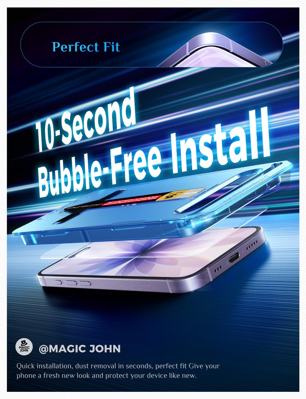 MAGIC JOHN 2 Pack Screen Protector for iPhone SE 3/SE 2 (2022/2020 Edition), iPhone7/8/6 Tempered Glass, Auto Dust-Elimination, Bubble Free, Easy Installation
