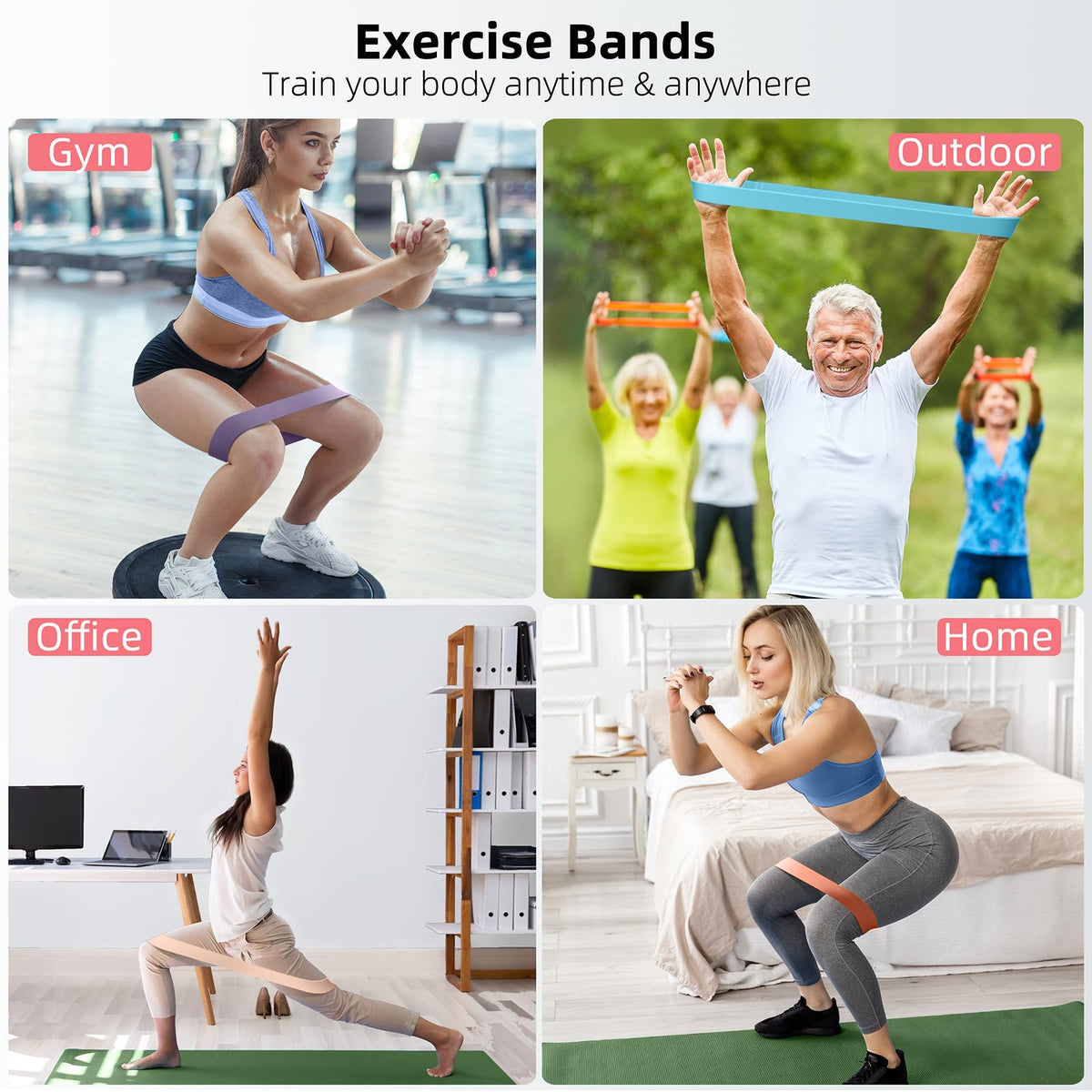 Resistance Bands for Working Out, 5-Pack Loop Exercise Bands for Home Gym