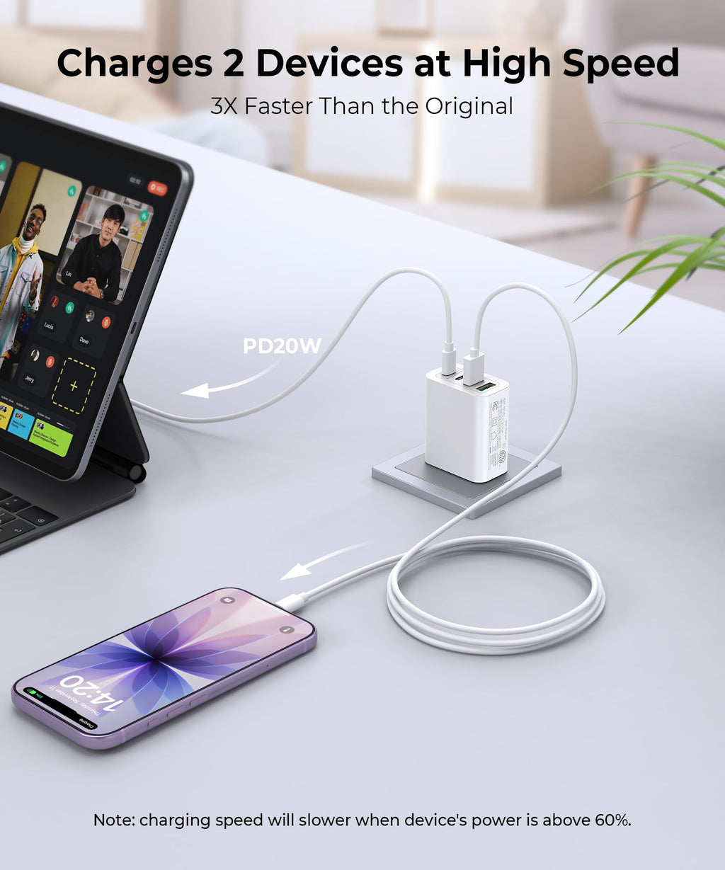 [2-Pack] USB C Wall Charger, 40W Type C Charger Fast Charging Blocks