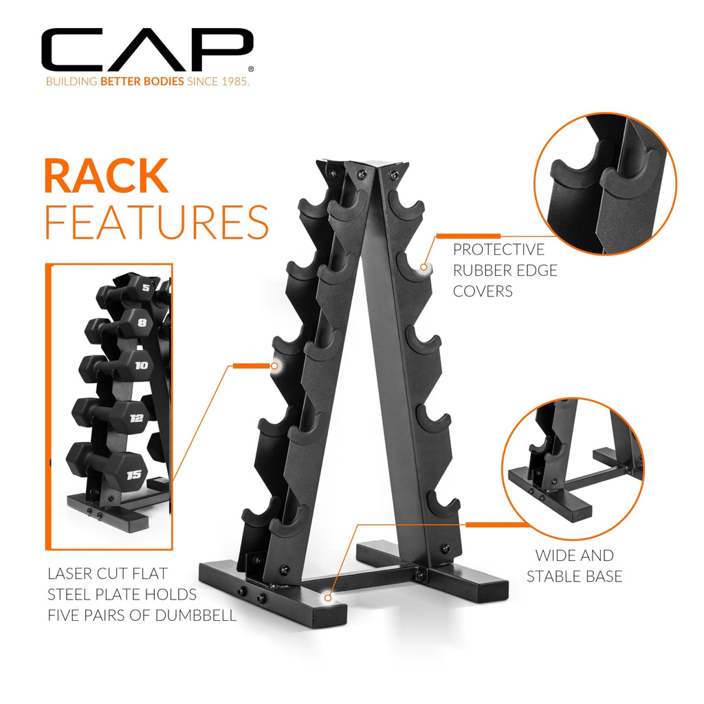 CAP Neoprene Dumbbell Pairs & Sets, Non-Slip Grip, Hex Design