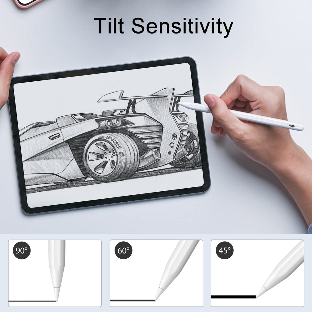 Stylus Pen for iPad, 13 mins Fast Charge Stylus with Palm Rejection, Tilt Sensitivity, Compatible with 2018-2025 iPad Air 3/4/5/6, iPad mini 5/6, iPad 6/7/8/9/10, iPad Pro 11"/12.9"/M4 (Black)