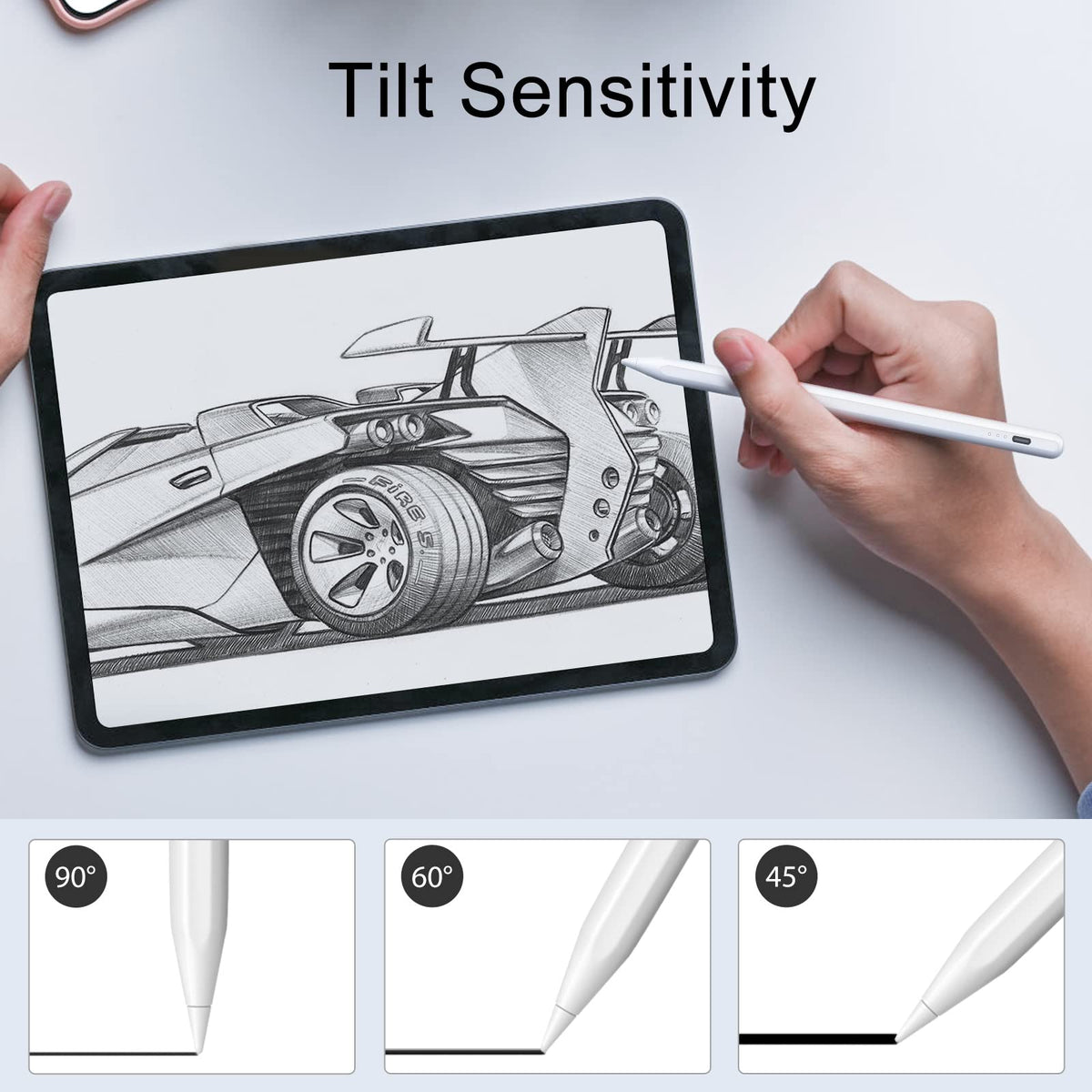 Stylus Pen for iPad, 13 mins Fast Charge Stylus with Palm Rejection, Tilt Sensitivity, Compatible with 2018-2025 iPad Air 3/4/5/6, iPad mini 5/6, iPad 6/7/8/9/10, iPad Pro 11"/12.9"/M4 (Black)