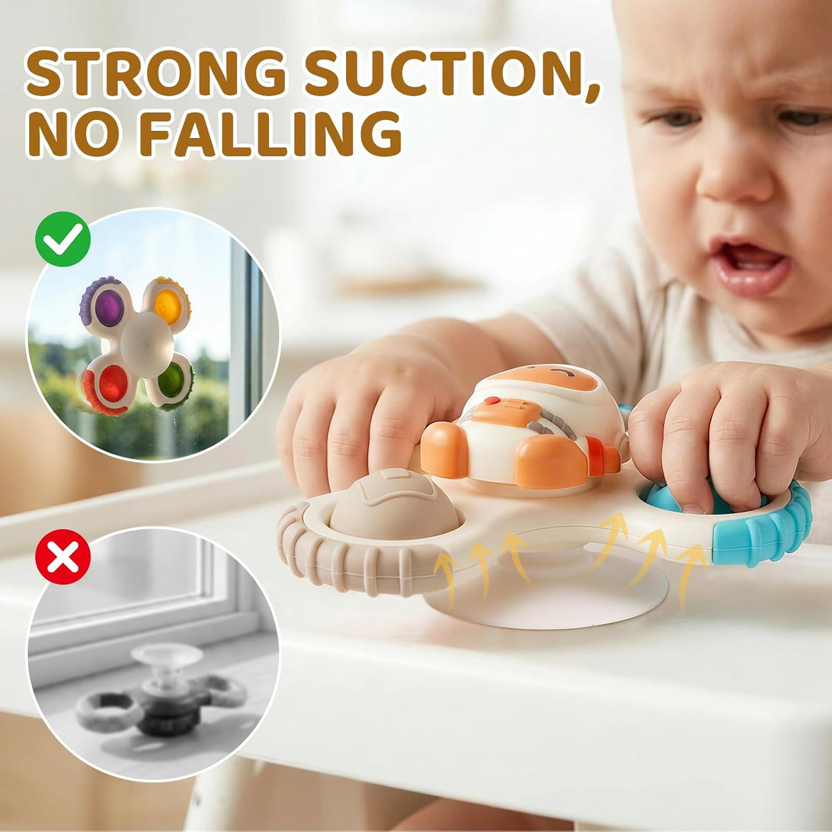 ALASOU Pop Suction Cup Spinner Airplane Travel Toys for 1 Year Old Boy Girl