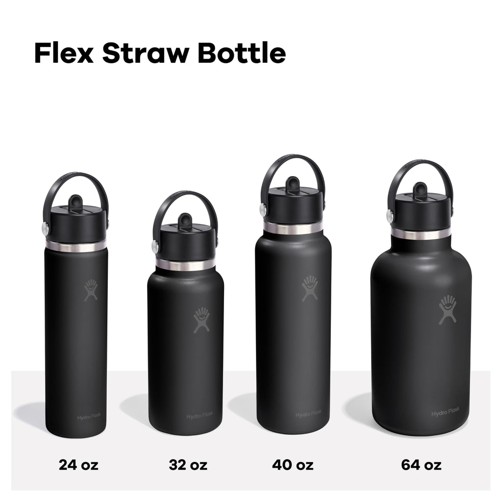 Hydro Flask Water Bottle - Insulated Stainless Steel - Wide Straw Lid, Non Spill, Leakproof in 24 Oz Harbor Blue