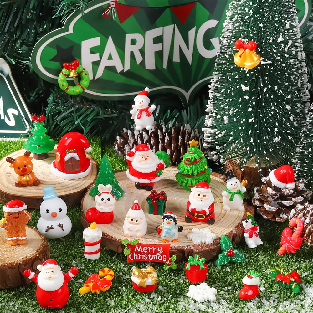 DIYDEC 40PCS Christmas Mini Ducks Figures Toys Miniature Resin Animal Decor