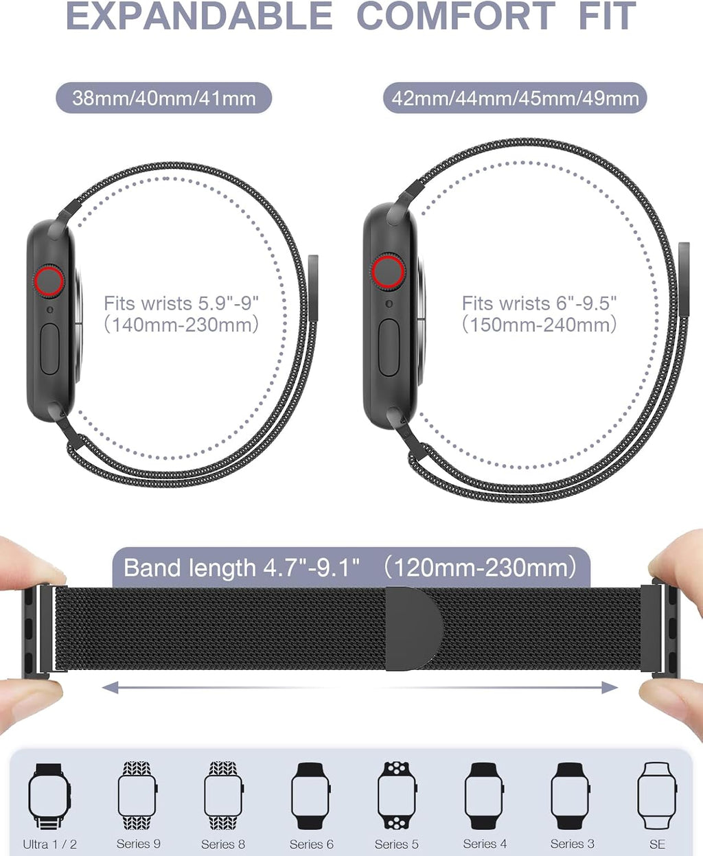Original Milanese Loop Compatible with Apple Watch Bands for Women & Men