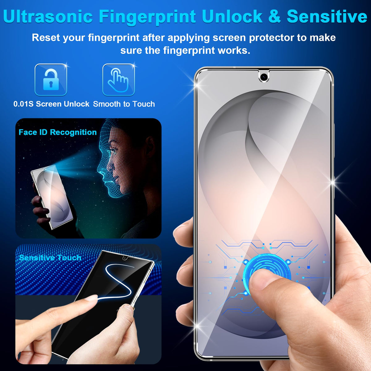 firtstnow 3 Pack for Samsung Galaxy S25 Ultra Screen Protector Tempered Glass + 3 Pack Camera Lens Protector, Military Grade Shatterproof, 9H Hardness, Fingerprint Unlock,Case Friendly 6.9 Inch