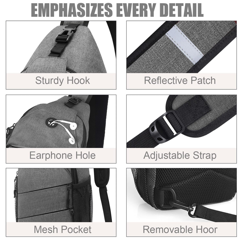 Pritent Crossbody Bags for Women Men Trendy Sling Bag Backpack Casual Chest Bag with Convertible Shoulder Strap