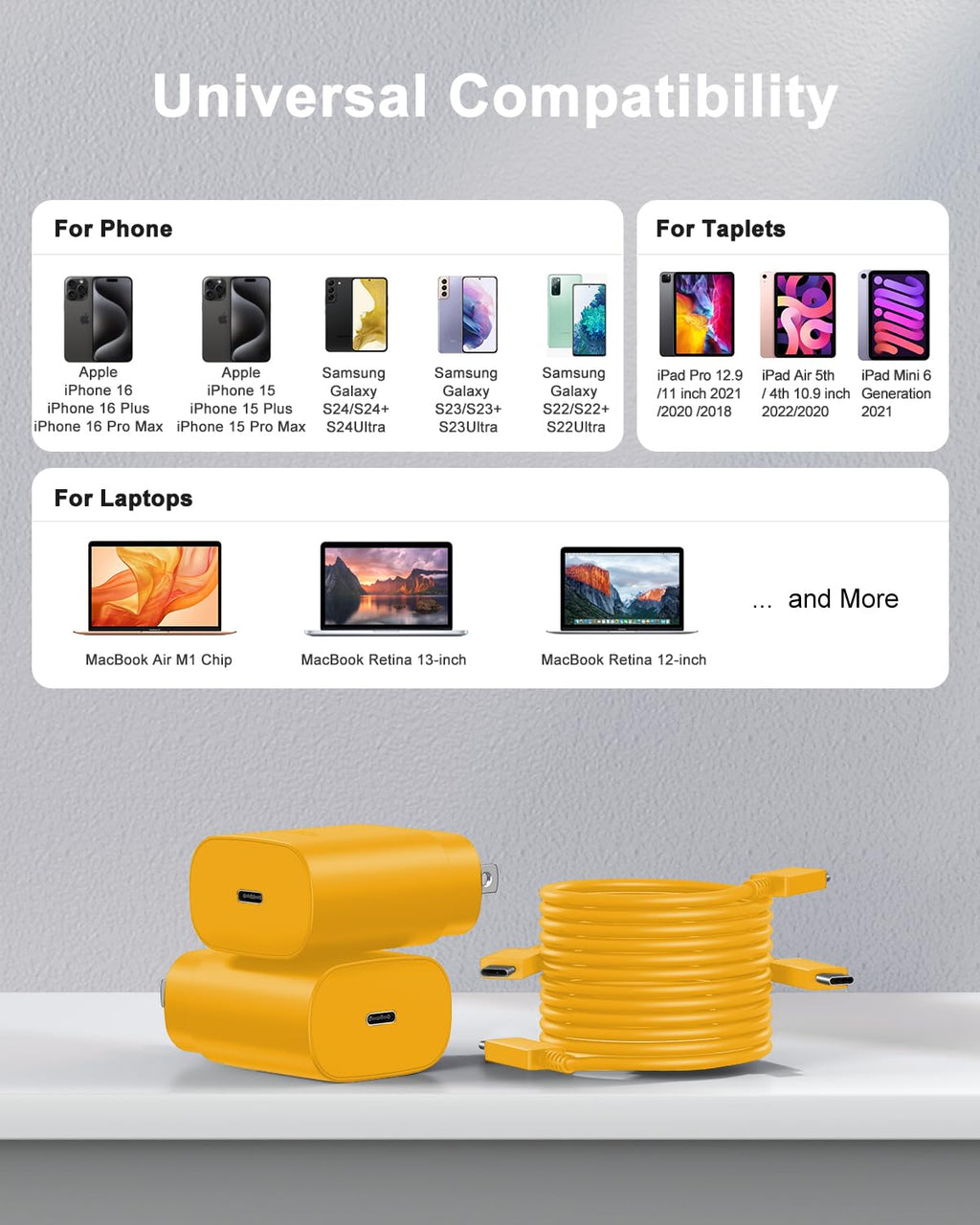 Type C Charger Fast Charging, 2Pack [10FT&6FT] Long USB C Cable with 25W Phone Super Fast Charger Block Compatible with Galaxy S26+/S25 Ultra,iPhone 18/17/16/Air/Plus/Pro Max/Duo