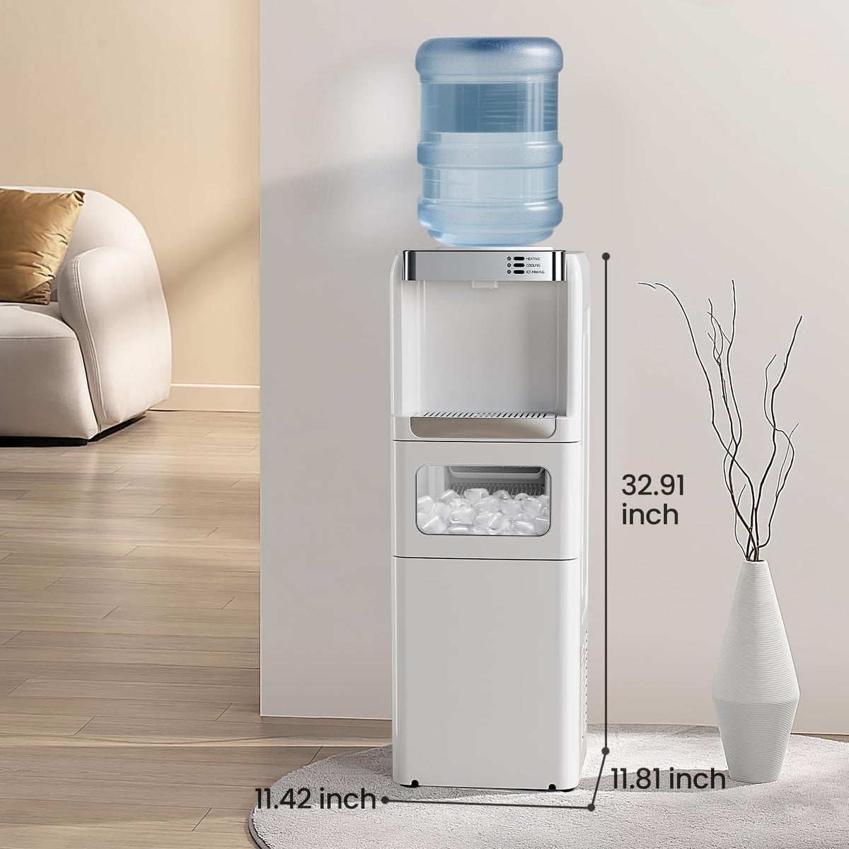 Kismile Water Dispenser with Ice Maker, 3 in 1 Water Cooler, Top Loading