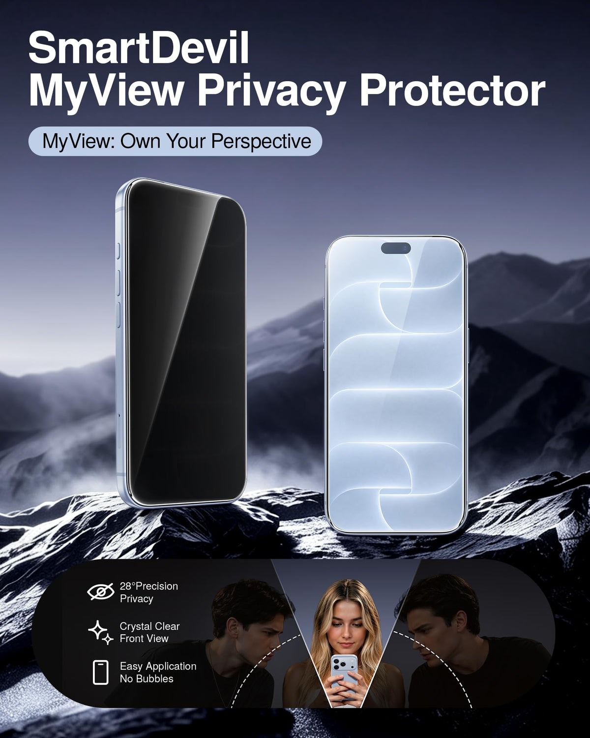 SMARTDEVIL 2 Pack Privacy Screen Protector for iPhone 17 Pro Max, Anti-Spy