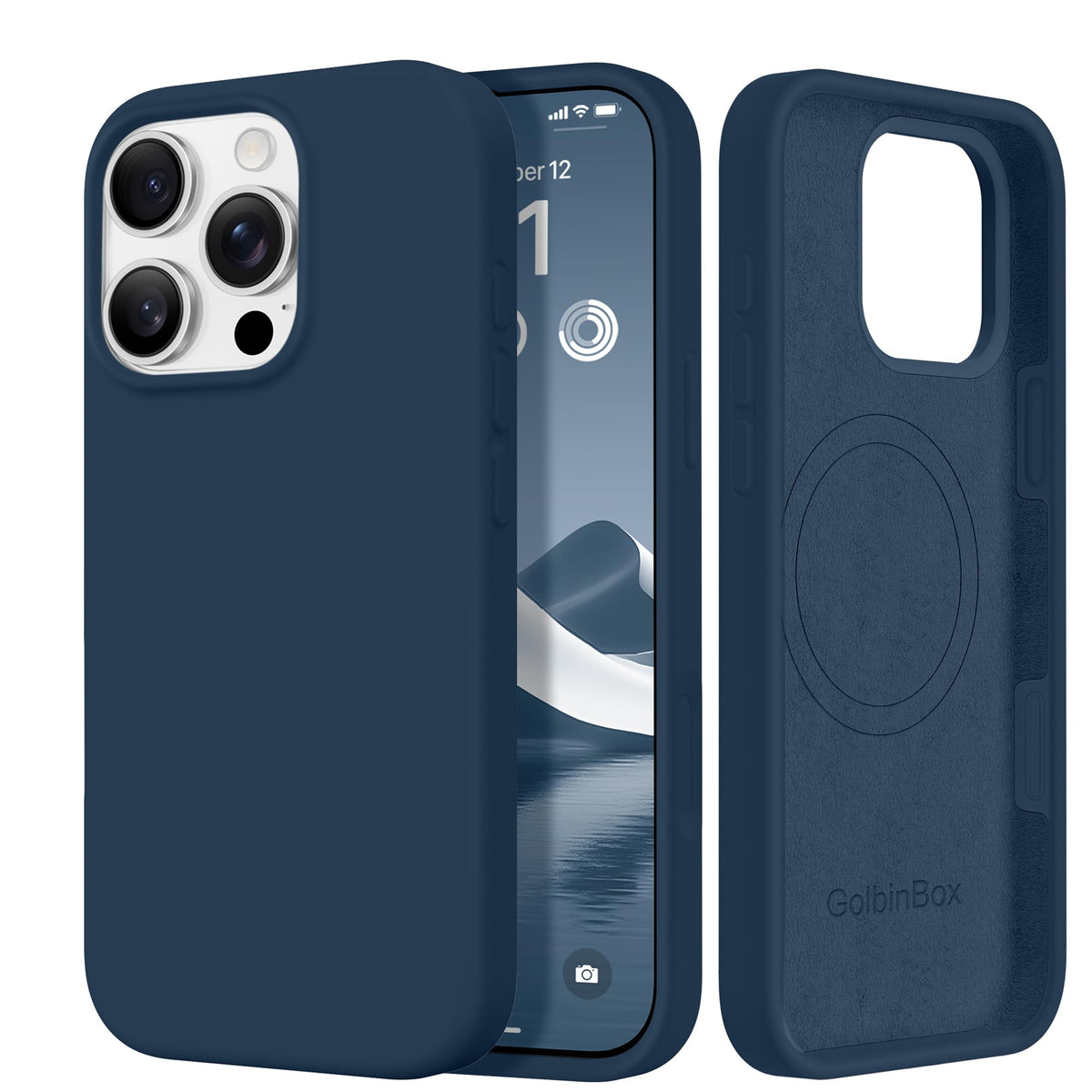 GolbinBox Magnetic for iPhone 17e/16e Case, Silicone Cover, Midnight Blue