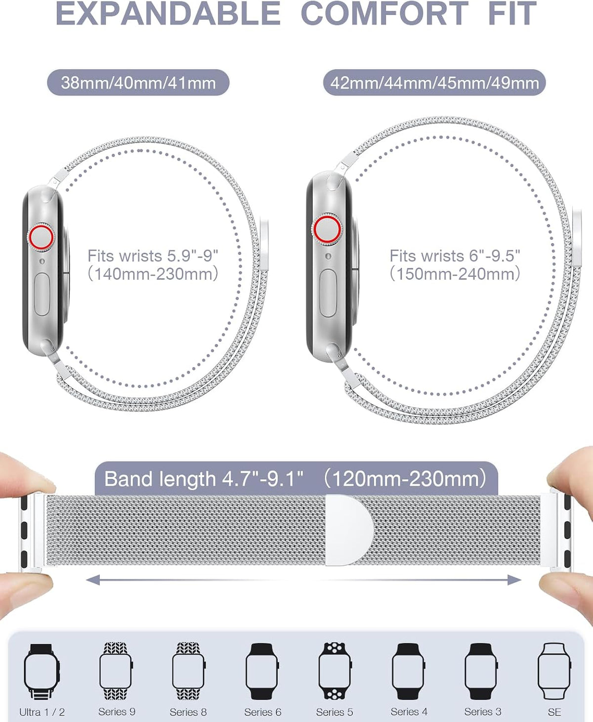 Original Milanese Loop Compatible with Apple Watch Bands for Women & Men